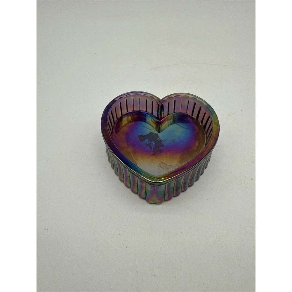 Vintage Fenton Carnival Glass Heart Shaped Candy Dish No Lid Approx 4
